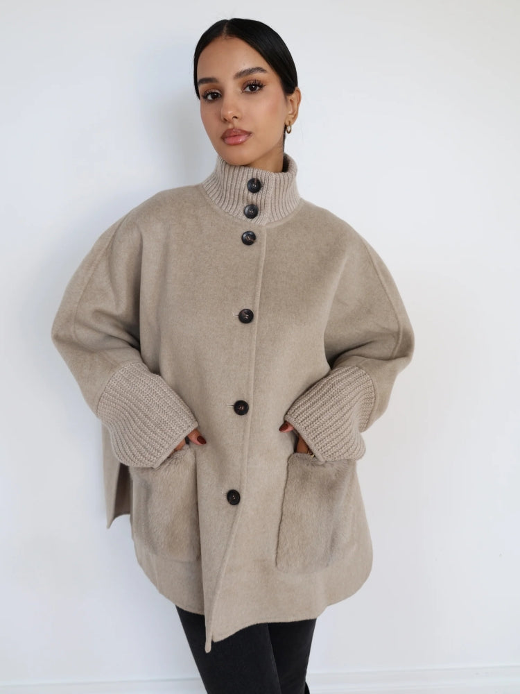 Classic High Collar Cashmere Blend Overcoat