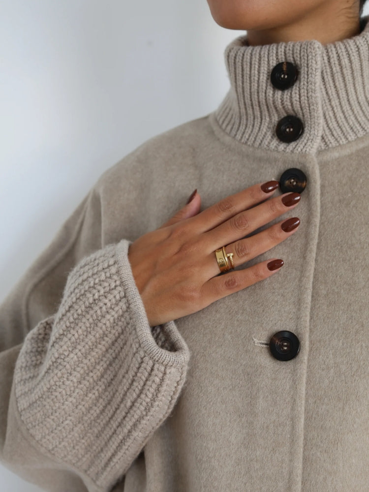 Classic High Collar Cashmere Blend Overcoat