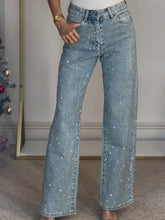 Sparkling High-Waisted Straight Leg Denim