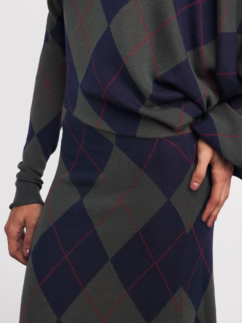 Geometric High Neck Asymmetric Midi Dress