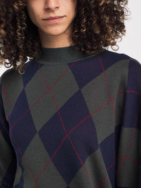 Geometric High Neck Asymmetric Midi Dress